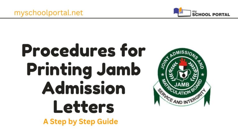 Procedures for Printing Jamb admission letters