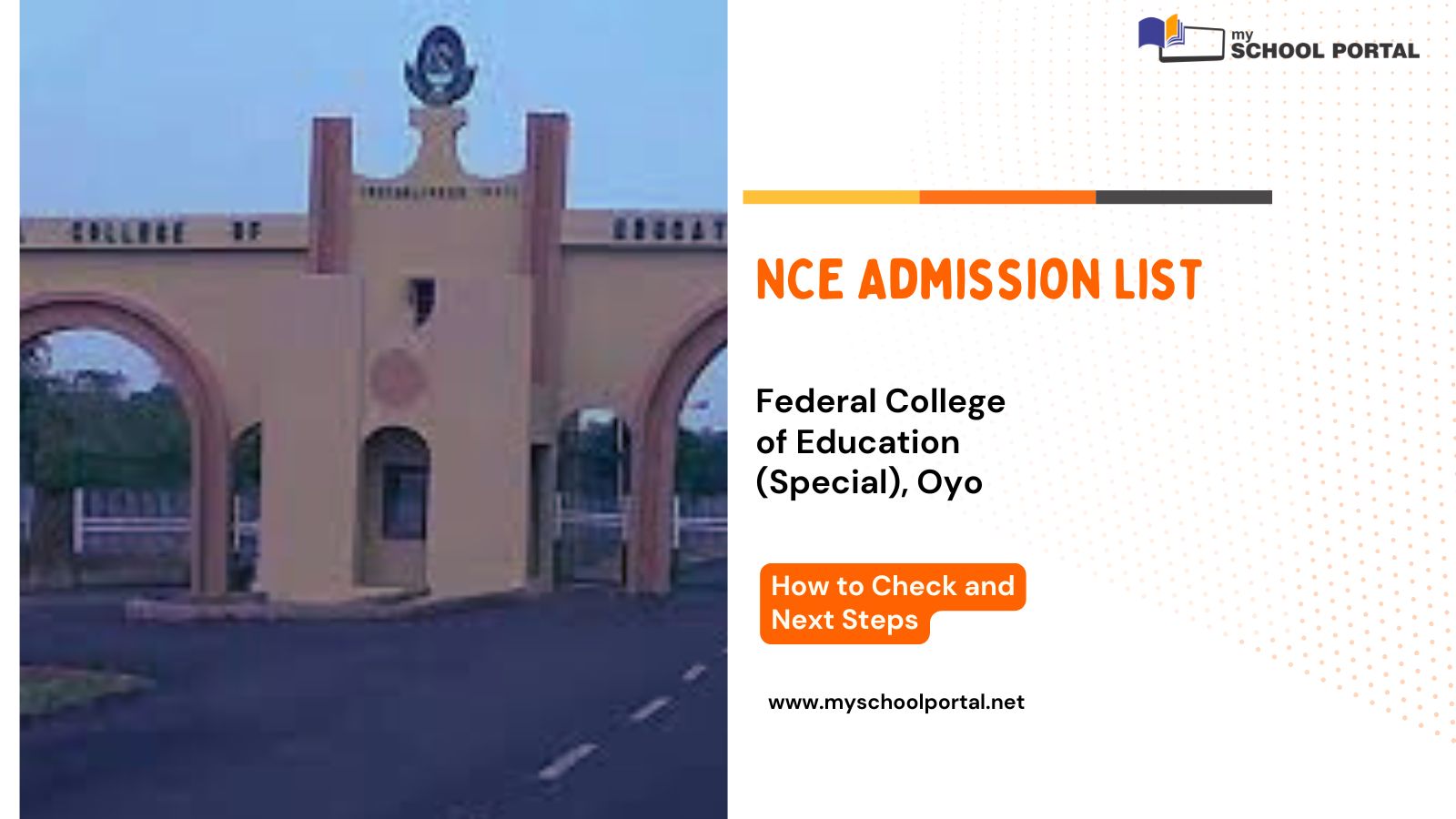 Federal College of Education (Special), Oyo NCE Admission list