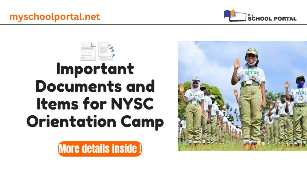 Important Documents and Items for NYSC Orientation Camp